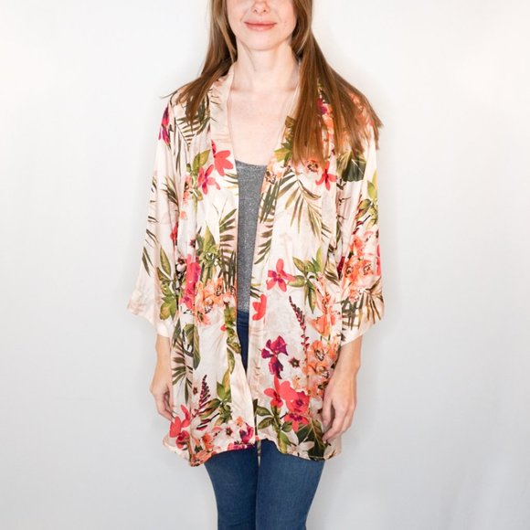 KACHEL Anthropologie Floral Pink Kimono NWT - Picture 5 of 7